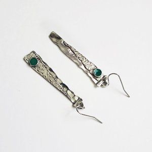 Long Textured Modern Abstract Drop Earrings